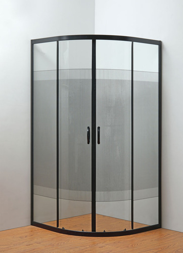 Esatto® Cancel Negro Baño Curvo Sin Base 89x89x180 Ca-rom-n