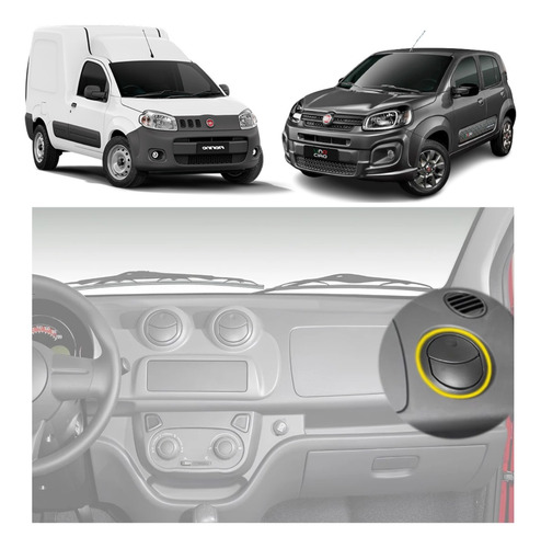 Conjunto 2 Difusores Ar Fiat Lateral Preto Novo Uno 10 A 17
