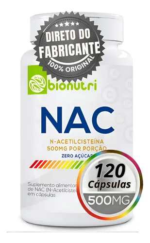 Nac 120 Capsulas 500mg Suplemento Alimentar Bionutri