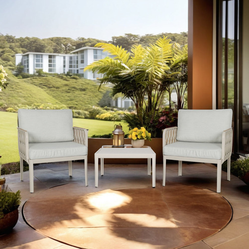 Mesa De Centro Aura De Plástico Elegante Exterior Jardín Color Blanco 93811