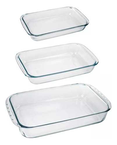 Set X 3 Asadera Marinex Rectangular 1,6 L + 2,2 L + 5,3 L