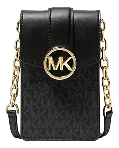 Bolsa de celular Michael Kors Monogram Crossbody Chain, cor preta