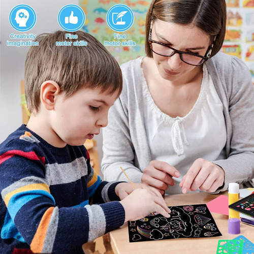 Kit De Libro De Pintura Para Rainbow Rascar Paper Niños 71pc