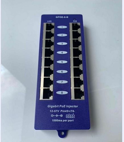 Imagen 1 de 4 de 8 Puertos Gigabit Ethernet Inyector Poe