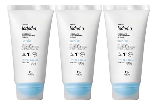 Kit Desodorante Creme Natura Tododia Algodão 80g 03un