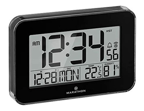 Marathon Cl030060bk Reloj De Pared Atómico De Diseño Con Bis