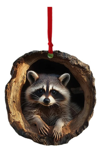 2 Pcs Adorno Árbol Navidad Colgante De Mapache Acrílico 2d