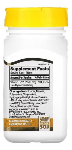 21st Century, Vitamina B12, 2500 Mcg, 110 Tab