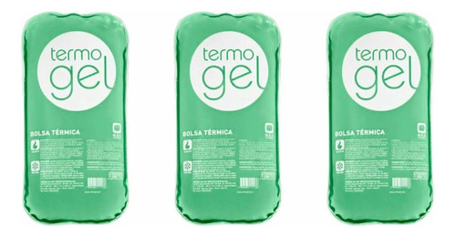 Termogel Bolsa Térmica crystal verde kit com 3 unidades 13cm x 25cm