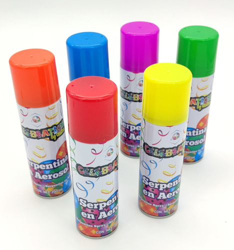 Pack 12 Serpentinas Spray Colores Surtidos Fiestas Y Cumple