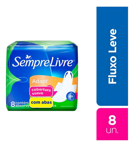 Absorvente com Abas Adapt Cobertura Suave Sempre Livre Leve 8 Pague 7