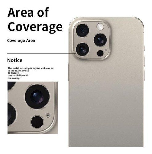 Protector De Bisel De Cámara Metálico Para iPhone 16 Pro Max