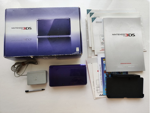 Nintendo 3ds Color Midnight Purple O Violeta En Caja +juegos