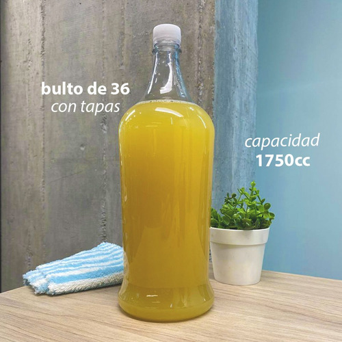 Botella Pet Bebidas 1750cc Con Tapa Plástica