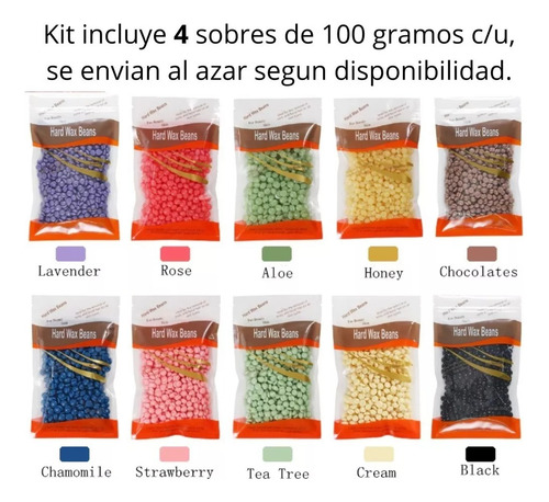 Kit Cera Española 400grs Sobres Perlas Depilación
