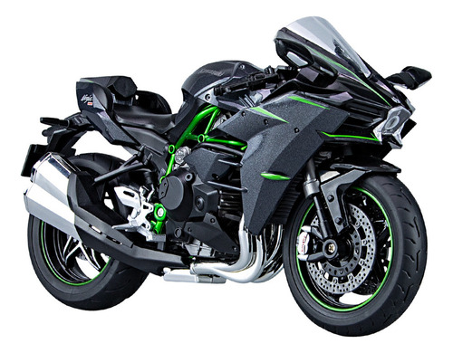 Kawasaki Ninja H2r Road Miniatura Metal Moto Con Soporte 1/9