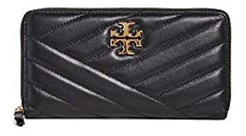 Monedero De Piel Color Negro Con Cremallera.marca Tory Burch