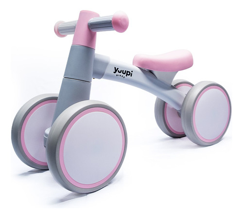 Bicicleta De Equilíbrio Infantil S/ Pedal Rosa 4 Rodas Yuupi