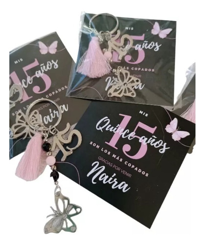 Souvenis 15 Años Llavero Tarjeta Mariposa Luna Estrella 10 U