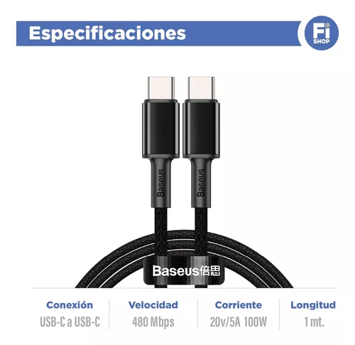 Baseus Cable USB Tipo-C Carga Rápida 3.0 5V/3A 1m Negro