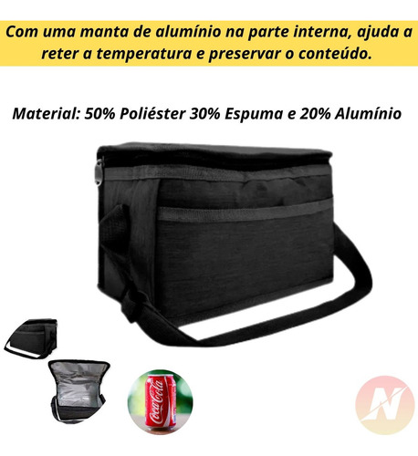 Imagem 3 de 8 de Bolsa Térmica Feminina Masculina Porta Marmita Preta