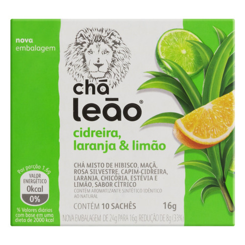 Chá Leão cidreira, laranja & limão em sachê 16 g 10 u