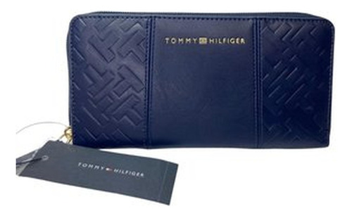 Billetera Tommy Hilfiger Grande Con Cierre - Azul