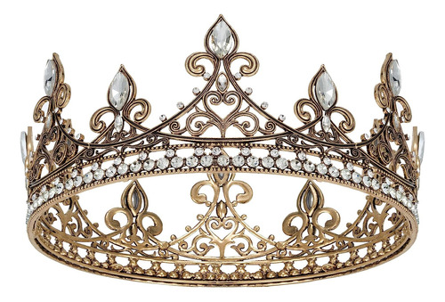 Sweetv King Crown For Men, Gold Men's Tiara Prince Diadem, R