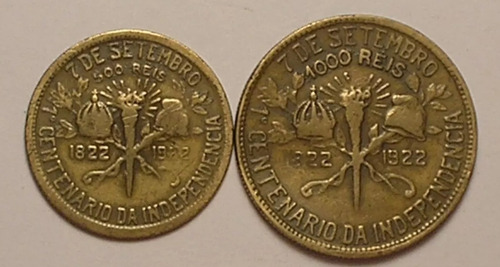 4 Moedas 1922 Comem. 1o.cent. Indep. 500 E 1000 Réis (2 Cada