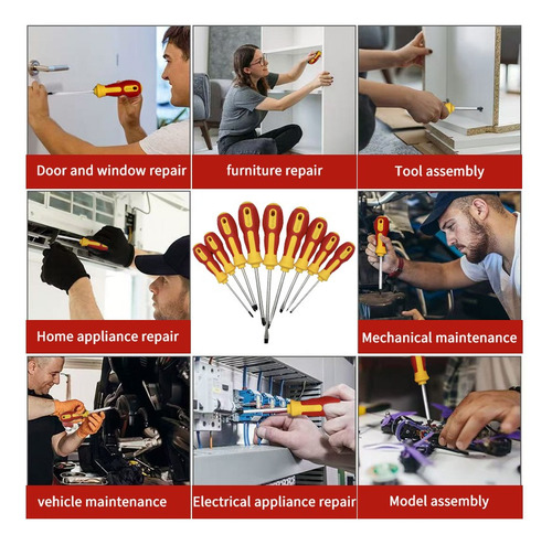 Moxsn Insulating Screwdriver Set Magnetic Screwdrivers 9 Pcs