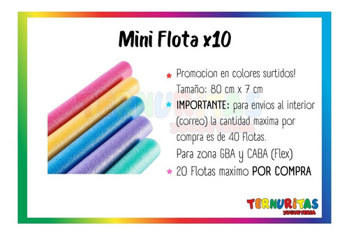 Imagen 2 de 10 de Mini Flota X10 Flotador Ideal Niños Acuagym Natacion Flotas