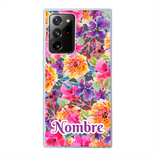Funda Galaxy Rosas Flores Personalizada Con Tu Nombre