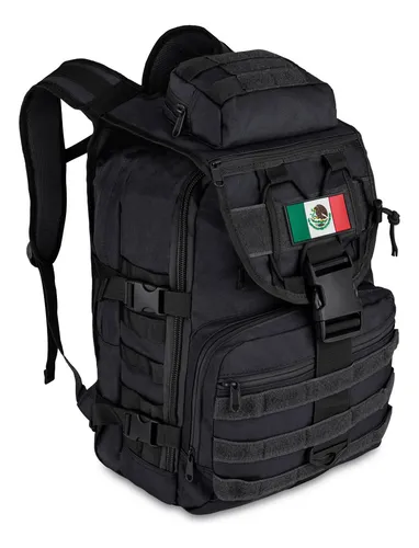 Mochila Táctica Militar Backpack Campismo Ciclismo Escolar Oficina  Deportiva Multiusos Protactical® + Parche Táctico Militar Msc-9900 Color  Black Diseño de la tela Poliéster 600D Oxford