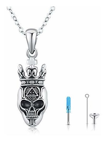 Collar Calavera 925 Plata Regalo Joyería Gótica Mujer Hombre