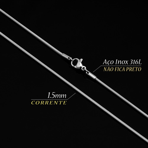 Conjunto Corrente Masculina 1.5mm Prata Cj-88 Aço Inox 316l