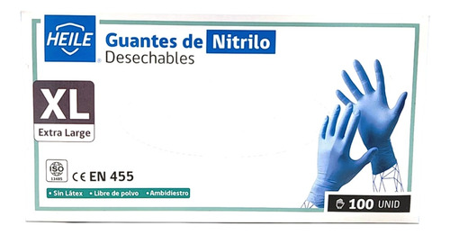 Caja 100 Guantes De Nitrilo Azules - Por Tallas 