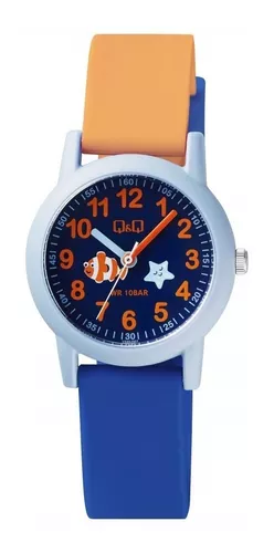 Reloj Infantil Para Niño Q & Q Análogo Peces Vs49j007Y