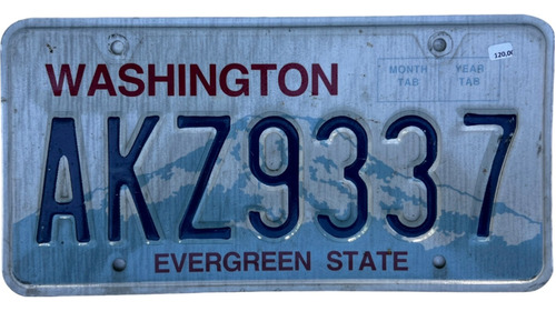 Washington Original Placa Metálica Carro Eua Usa Americana