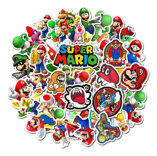 Super Mario Bros - Set De 50 Stickers / Calcomanias