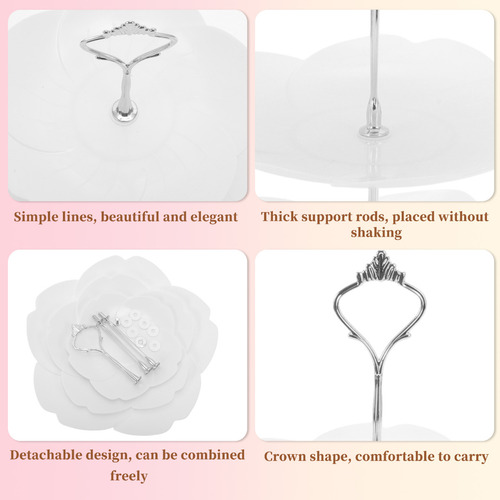 Soporte Base Para Cupcakes Postres 3 Nivel Forma Flor Blanco