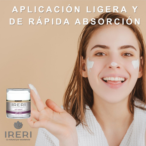 Imagen 6 de 9 de Crema Facial Reafirmante De Noche Efecto Lifting Hidratante Reparadora Antiedad Para Temprana Edad 20+ Cutis Normal A Seco Línea Lift 20+ Ireri ®