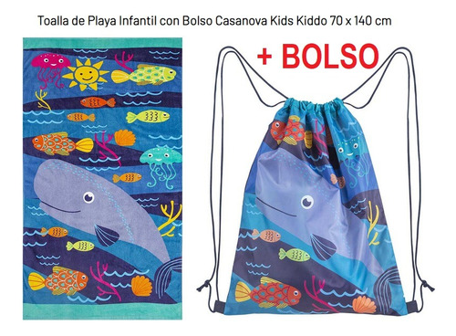 Toalla De Playa Infantil Con Bolso 70 X 140 Cm 