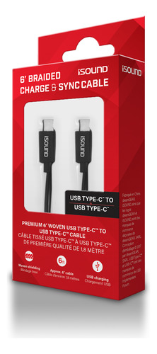 Cable Tipo C A Tipo C De 1.8 Metros Isound Negro