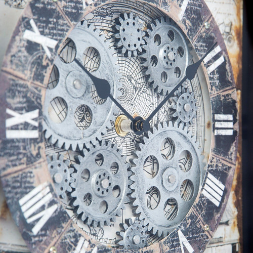 Reloj Engranes Cuadro De Pared Negro