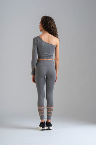 Top Ananda Deportivo 1 Hombro Manga Seamless Mora 2033 Gris Claro Liso 1/2