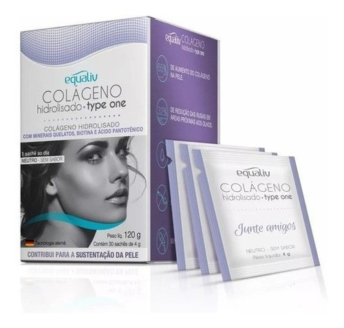 Colágeno Hidrolisado Equaliv, Verisol, Tecn. Alemã 30 Saches Sabor Sem Sabor
