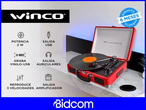 Tocadiscos Bluetooth Graba Vinilo A Usb Wincofon Winco W-406