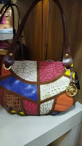 Bolsa Sacola Colorida de Couro Legítimo