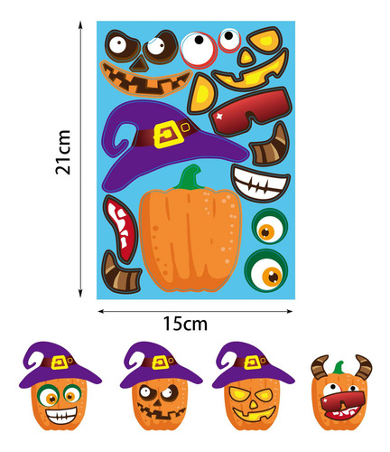Halloween Make A Face Sticker Zombie Pumpkin Witch Puzzle