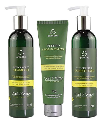 Kit Grandha Vector Force Shampoo + Condicionador + Leave-in